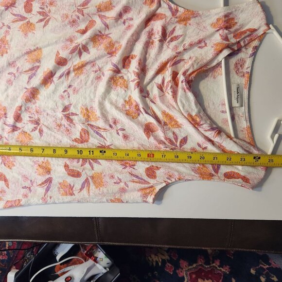 Haute Hippie Floral Tank Sz L Linen Blend Drape Neck White Pink Purple Summer - Picture 4 of 4